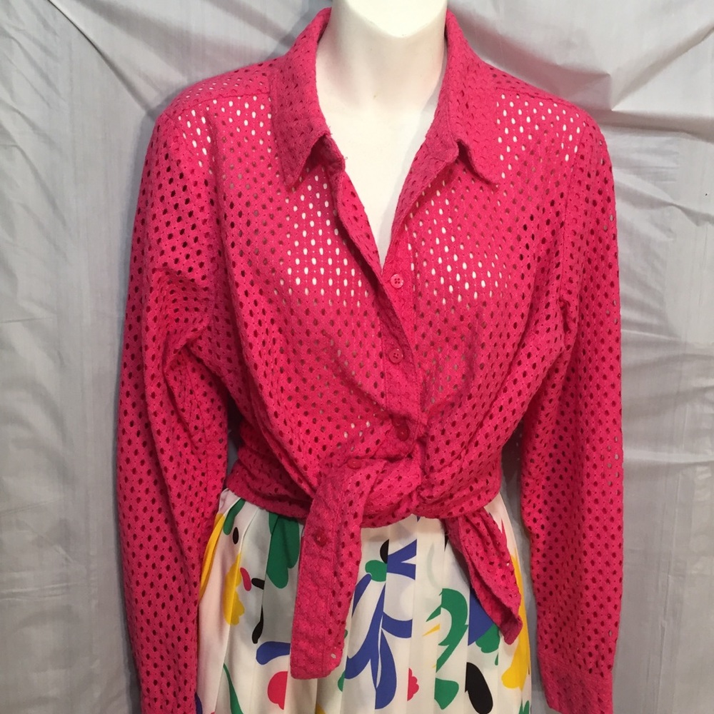 Mesh blouse hot pink M punk alt